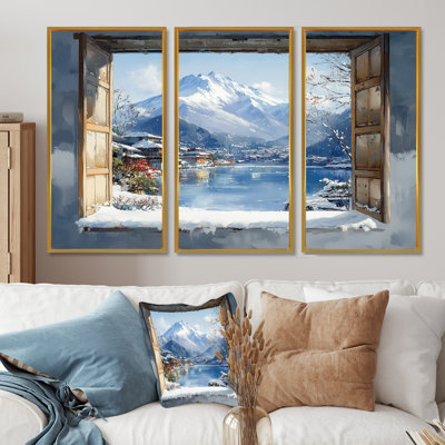 White Winter Mount Fuji In Japan II - Japan Wall Art Print Set