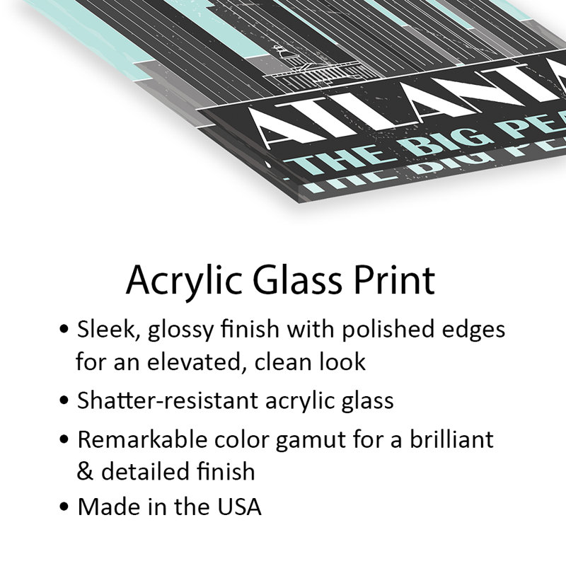 Impression d'Atlanta sur verre acrylique, H 24 po x l 16 po x P 0,25 po