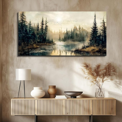 Canvas Wall Art For Living Room Large Wall Decor For Bedroom Modern Office Wall Decorations Forest River Landscape Paintings Farmhouse Pictures Artwork Room Aesthetic Home Decor 20X40 In