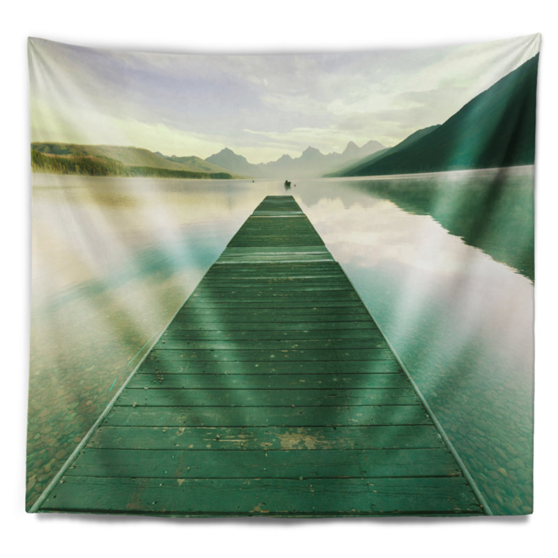 Tapisserie «Seashore Green Wood Pier» à Glacier Park, H 78 po x l 92 po