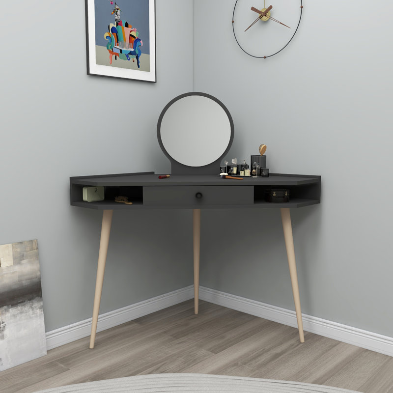 Bristoly Dressing Table with Mirror, Anthracite