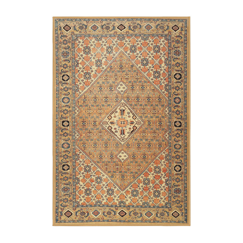 Tapis oriental multicolore tissé à la machine Oriental, Rectangle 2 pi x 4 pi