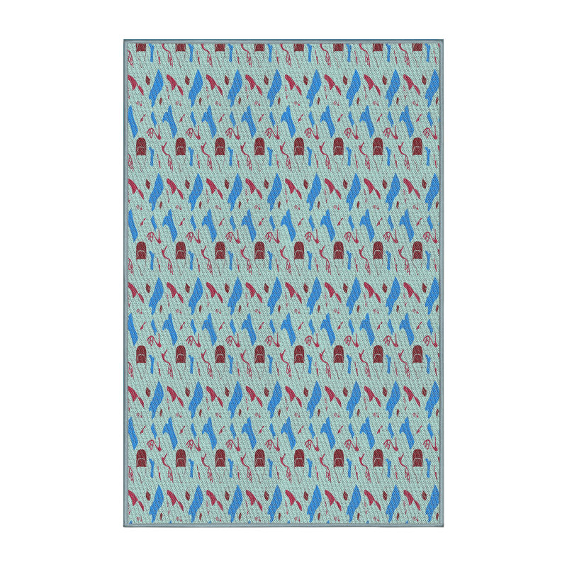 Tapis de zone bleue à motifs, Rectangle 5 pi x 7 pi