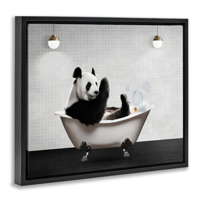 Cadre flottant Panda dans un bain à bulles moderne, design par Seven Trees Design