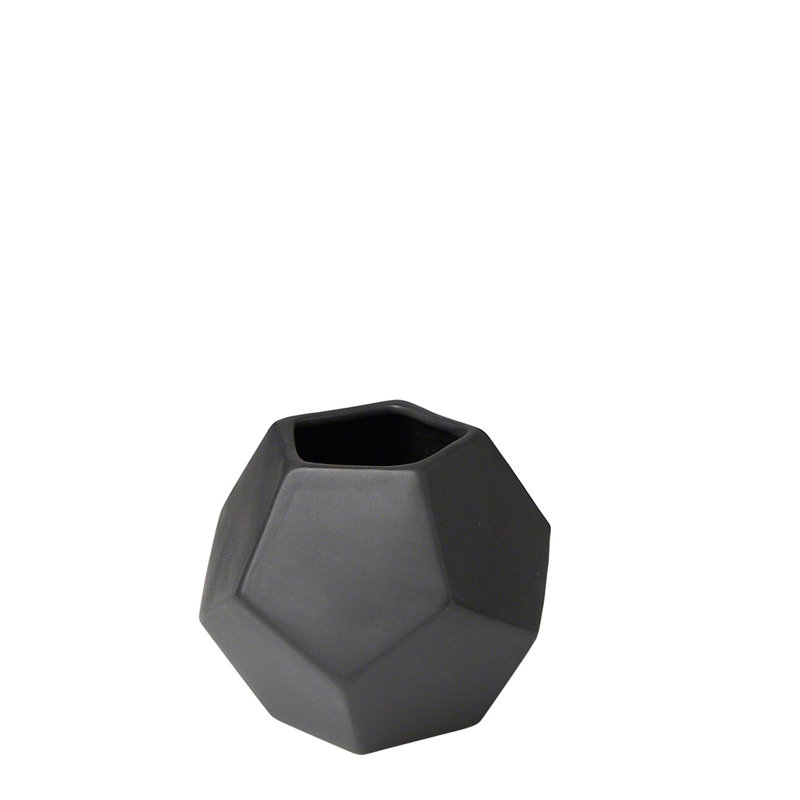 Faceted Table Vase, 4" H x 4.5" W x 4.5" D, Black