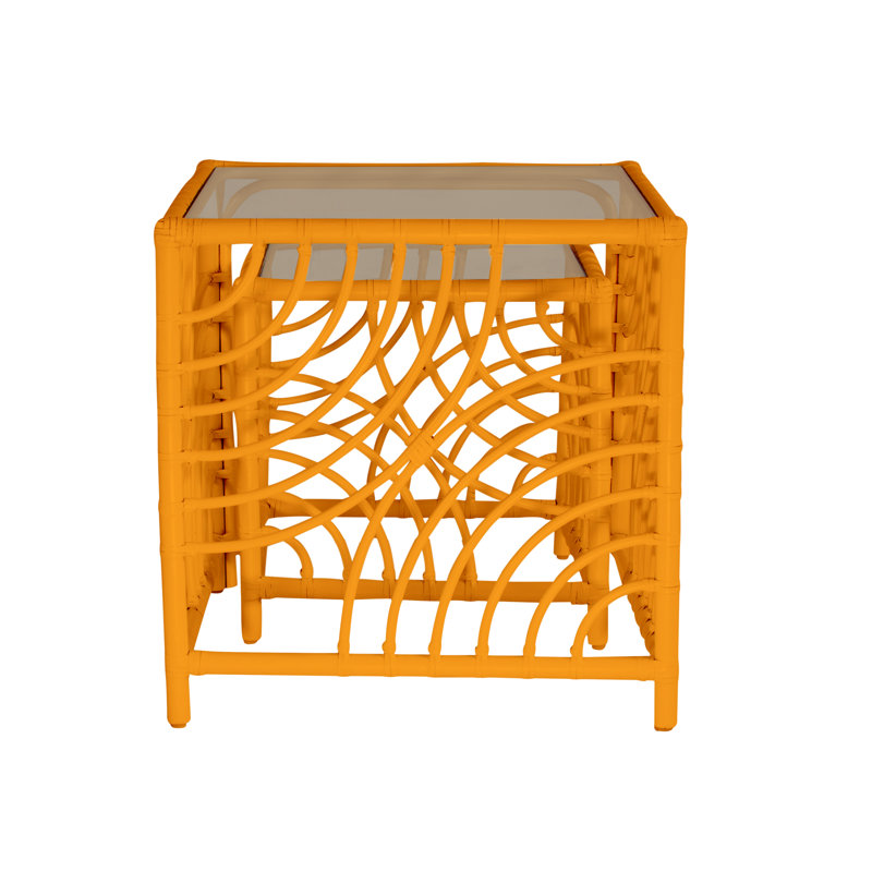 Swirl Glass Nesting End Table, Citrus Orange