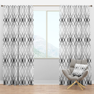 Panneau de rideau simple semi-diaphane avec passe-tringle Mid-Century
