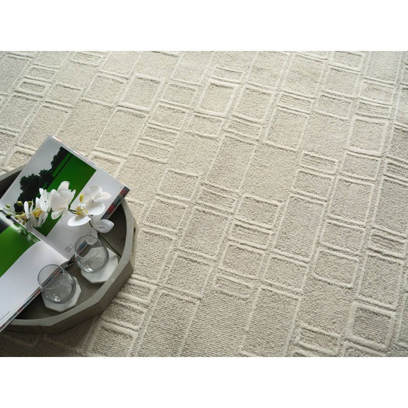 Soho Hand Tufted Wool Abstract Area Rug, Silver/Ivory, Rectangle 14' x 18'
