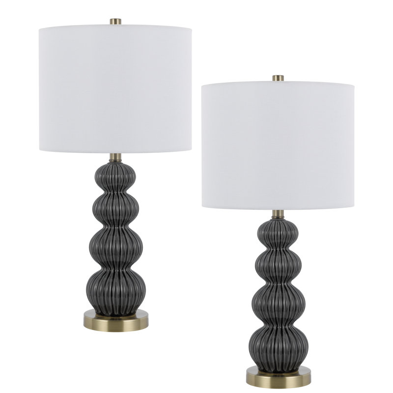 Ensemble de 2 lampes de table Loma, gris, noir et blanc