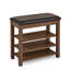 Comfortable Height-Adjustable Stool, Brown Rubberwood, Leather, Storage Space And Practical Bench, Adjustable Height, Three Layers Of Ventilation