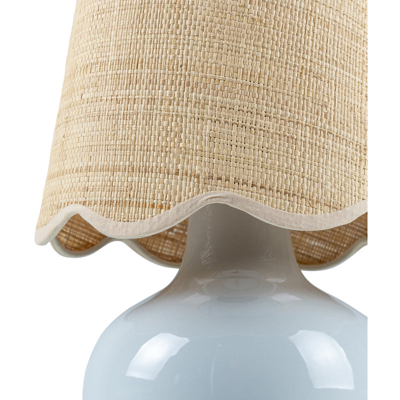 Momsen Scallop Shade Lamp, 13" H x 8" W x 8" D, Light Blue, Natural