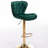 Set Of 2 Velvet Bar Stools With Adjustable Height, Chrome Footrest, And Golden Legs For Modern Kitchens And Bars-1029944989-1029944990