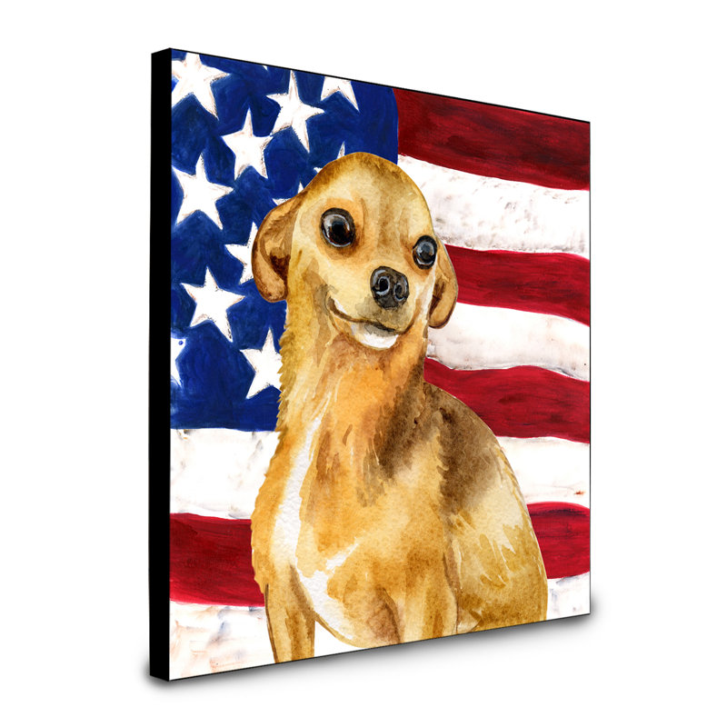 Panneau mural patriotique art Double Down, Chihuahua brun