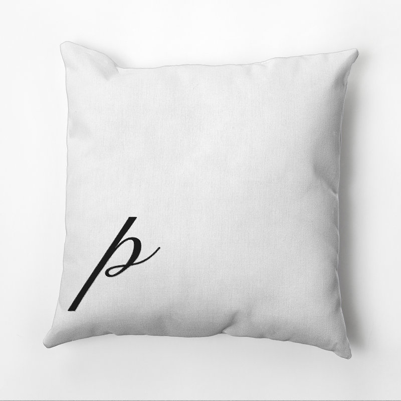 Monogram Design Collection Reversible Throw Pillow, Black, 26"x26", P