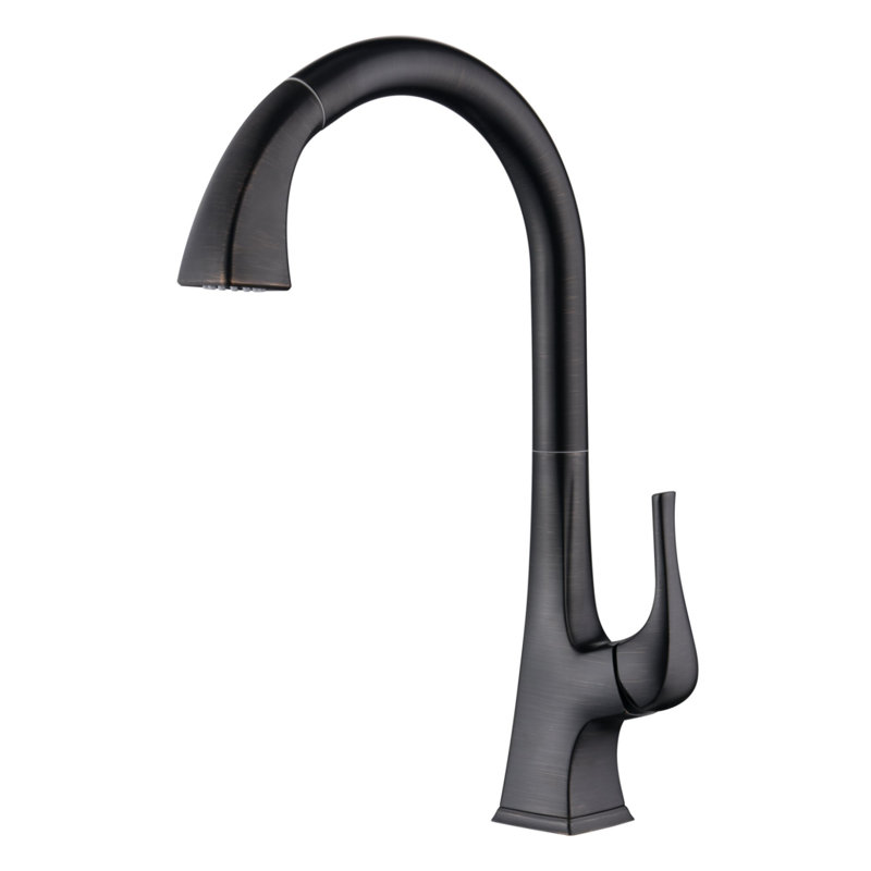 Quest Collection High-Arc Single Handle Kitchen Faucet with 2-Function Pull-Down Spout Sprayer - Oil Rubbed Bronze