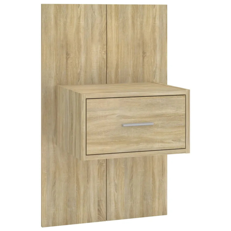 Mazzola Wall-mounted Bedside Cabinet, Sonoma Oak, 1