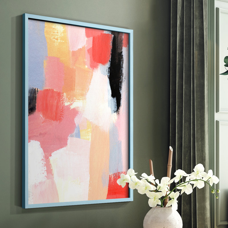 Aérien écarlate I, reproduction encadrée - bois massif, H 10 po x l 8 po, Bleu