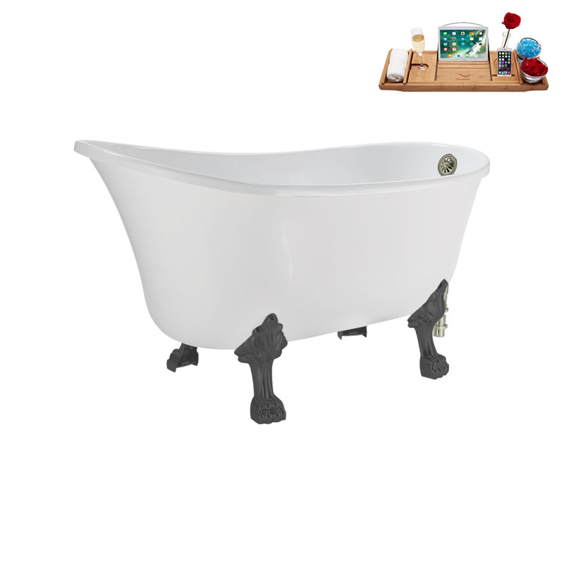 51.2'' x 25.6'' Soaking Acrylic Bathtub, Brushed Gun Metal, Brushed Nickel