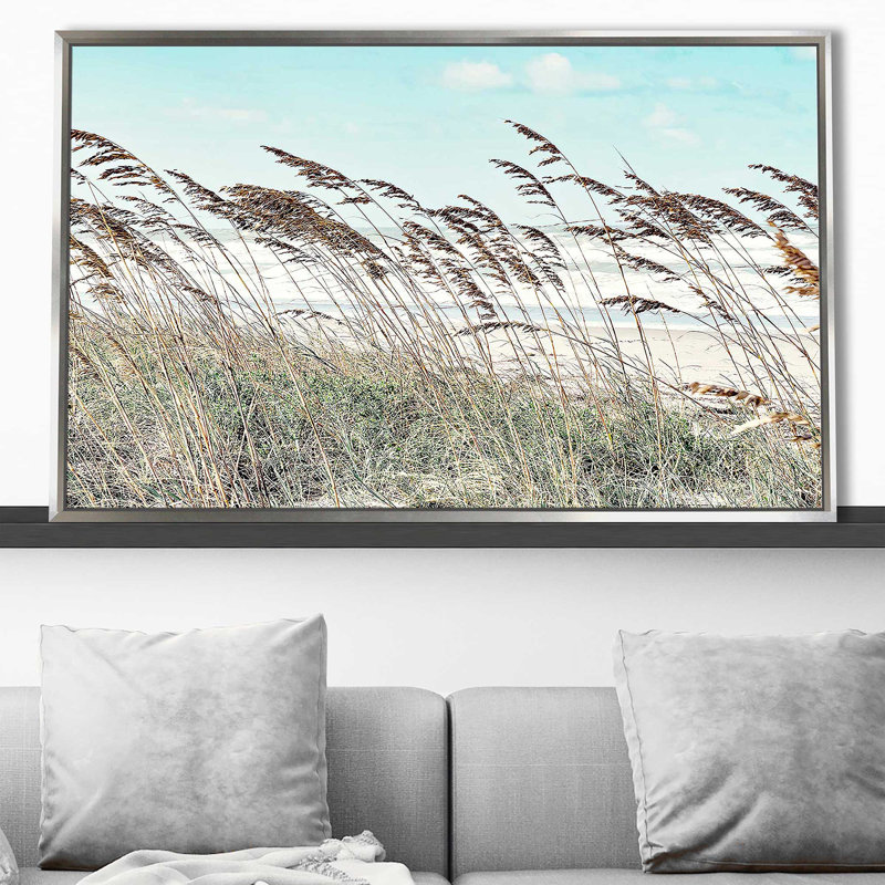 Eastern Beach Grass II par Stede Bonnett - photographie, Cadre flottant argent, H 27,5 po x l 43,5 po x P 2 po