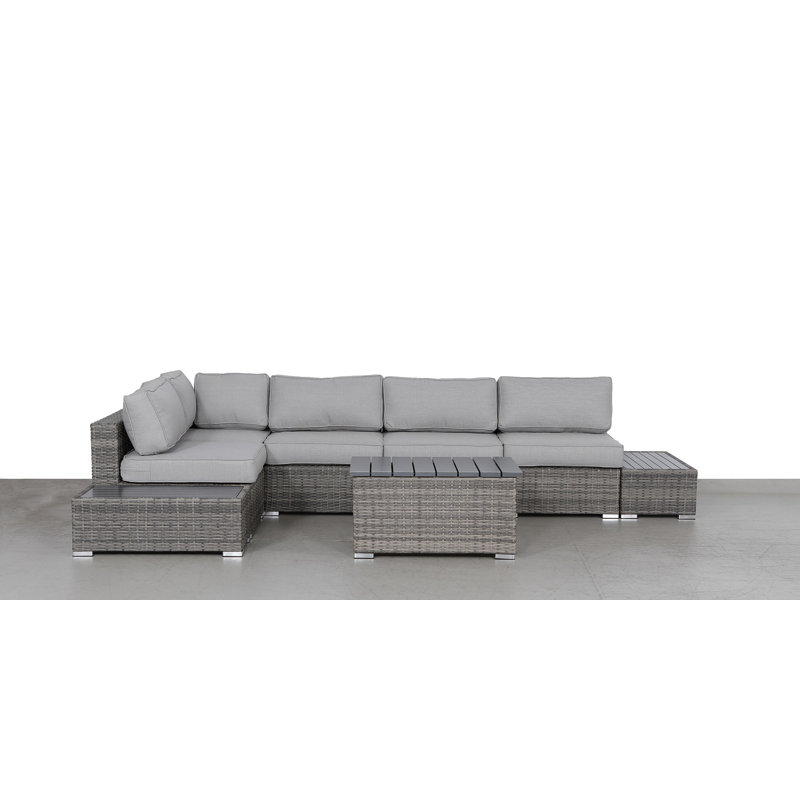 Zadie Wicker Fully Assembled 4 - Person Seating Group with Cushions, Mixed Gray 