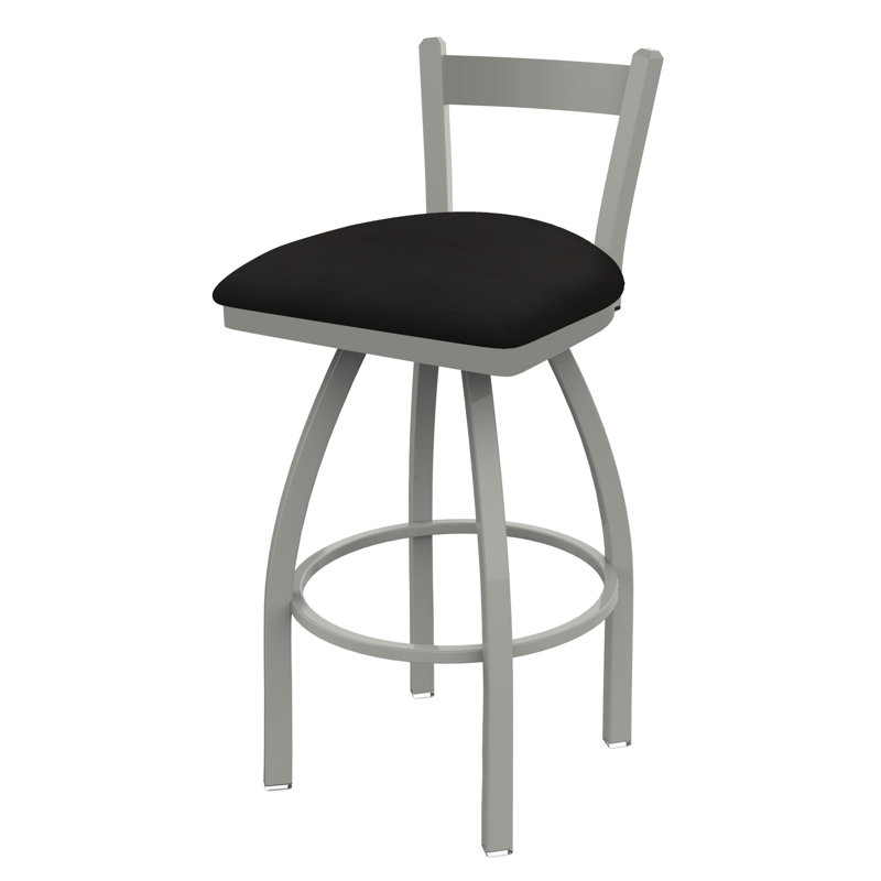 821 Catalina Low Back Swivel Bar Stool, Anodized Nickel, Canter Espresso, Bar Stool (30" Seat Height)