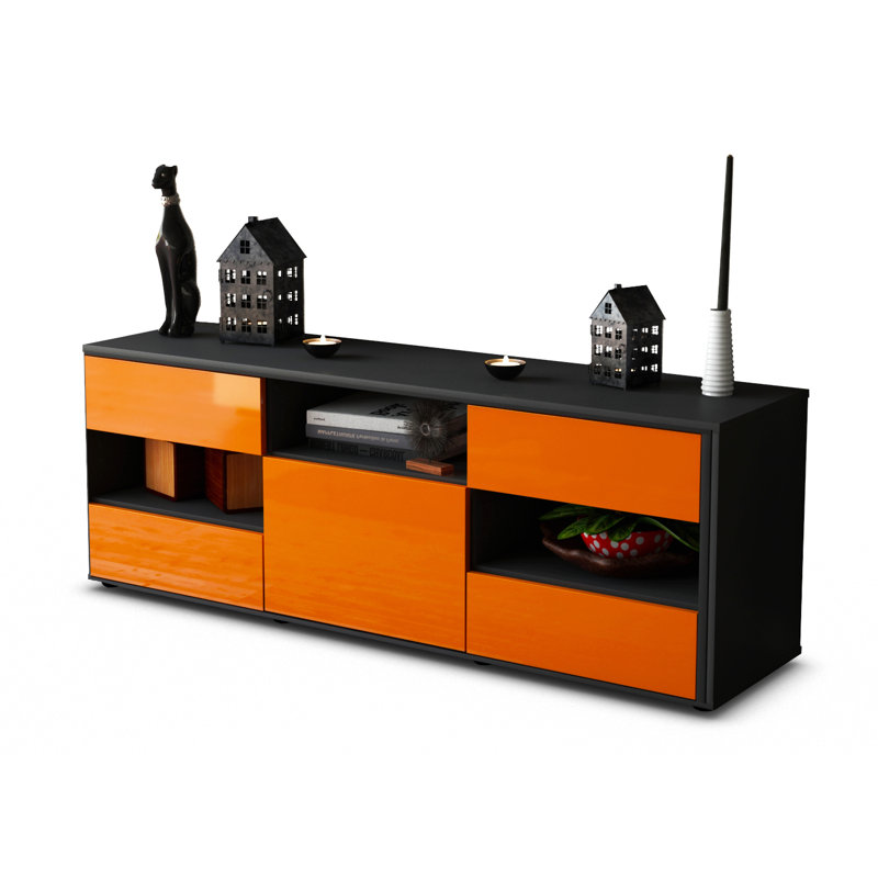 Yarger TV Stand, High-gloss Orange / Matte Anthracite