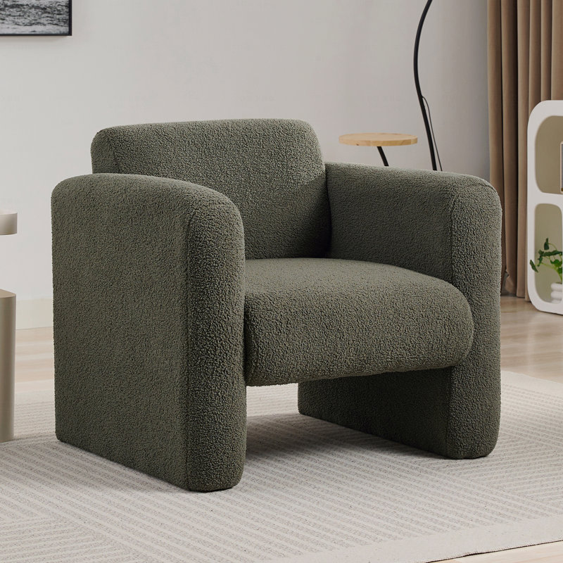 Chaise d'appoint moderne avec accoudoirs rembourrés et rembourrés en tissu Sherpa