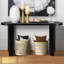 Console de 60 po avec plateau épais et pieds courbés, ovale, noir pour la maison, le salon-1086353054
