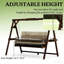 Balancelle d'extérieur - Fauteuil de conversation en bois avec coussin ergonomique et rembourré, tablettes latérales et chaîne réglable. Structure en bois de sapin massif pour une stabilité optimale. Plateaux de jardin et système de suspension sécurisé. Cadre