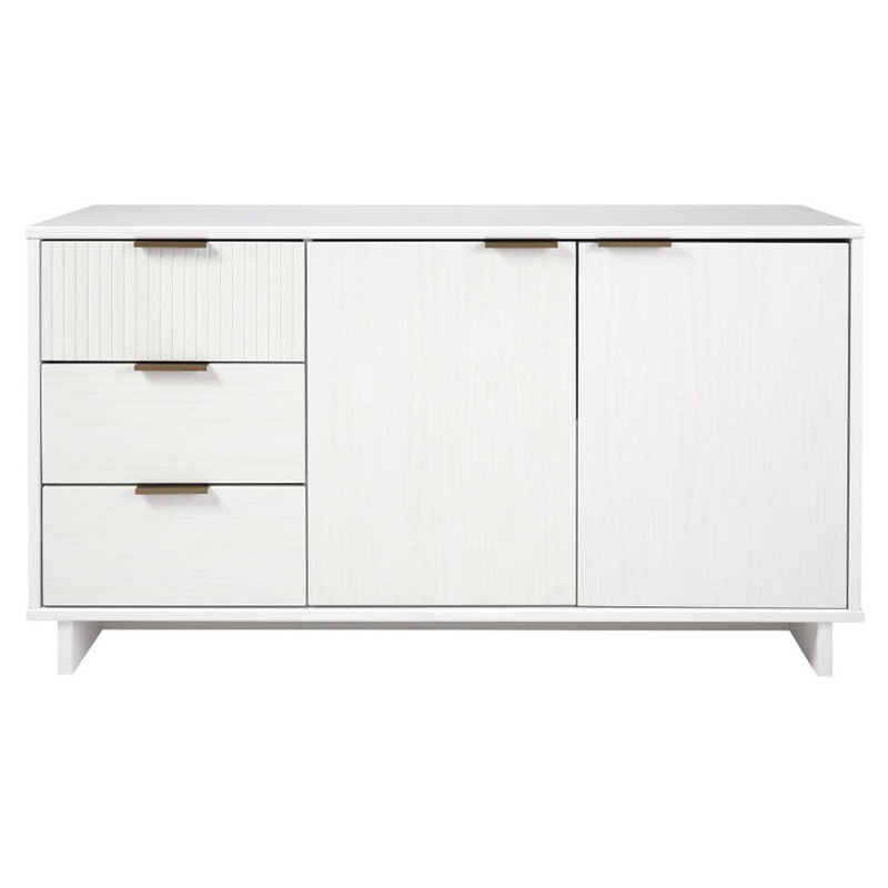 Buffet gris anthracite de 55 pouces avec tiroirs et armoires - Unité de rangement pour la maison, Blanc