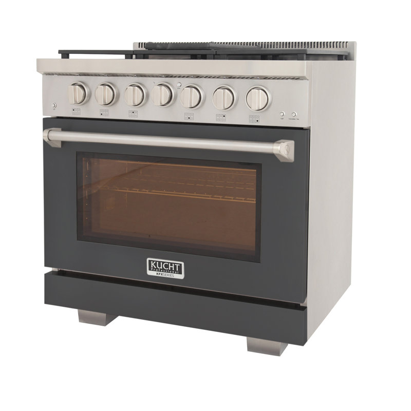 Kucht 36'' W Free Standing Range, Liquid Propane, Gray