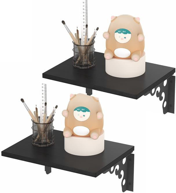 2 tablettes flottantes profondes de 2 pièces, tablettes de rangement murales en bois, tablettes flottantes profondes de 12 pouces pour le salon, rétro