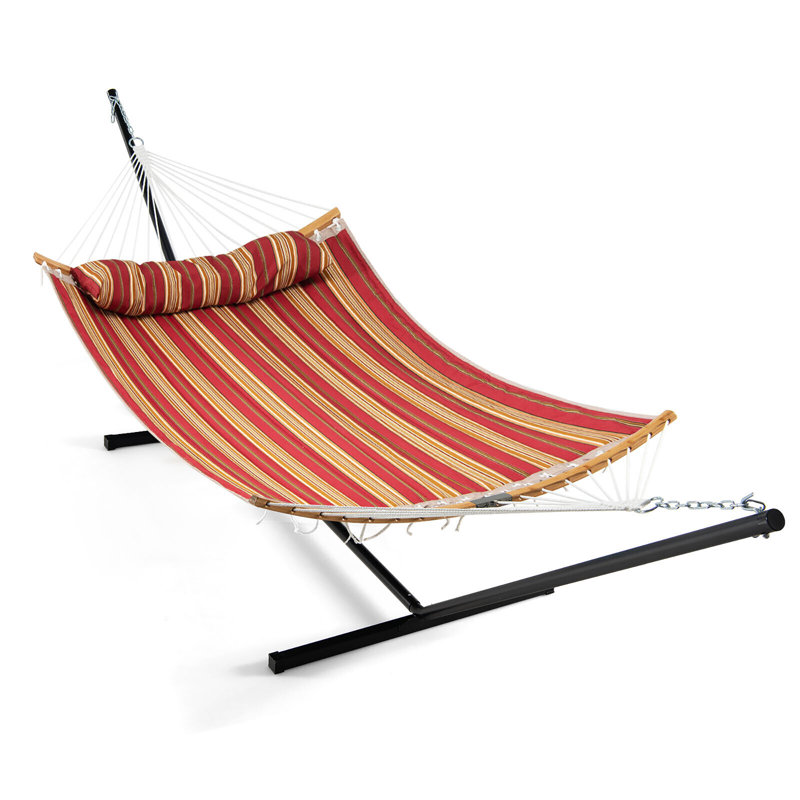 Hamac double avec support Bartholomew, Rouge / Beige