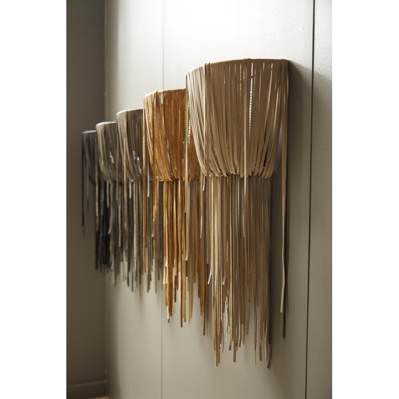 Leather Fringe Wall Sconce, Cream
