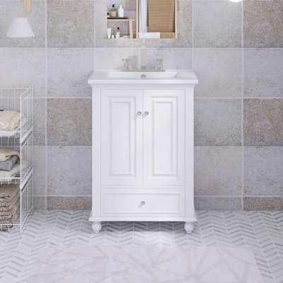 Meuble-lavabo autoportant 24,4 po avec comptoir en céramique