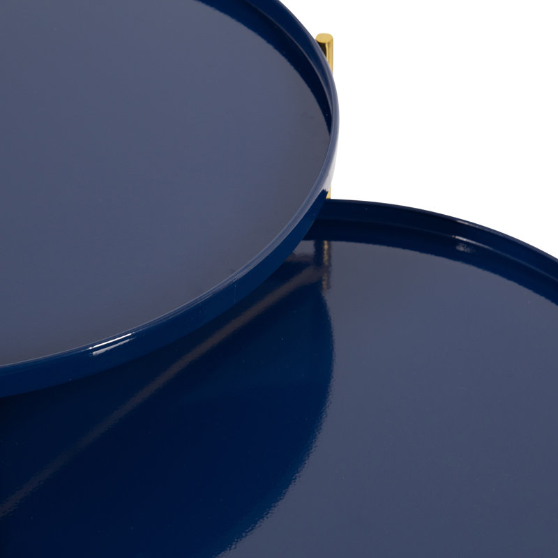 Tables gigognes Gwynn, Plateau bleu marine / base dorée