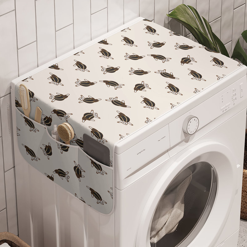 Ambesonne Dancing Bears Washing Machine Organizer Pack of 2 47" x 18.5" Dark Grey Umber