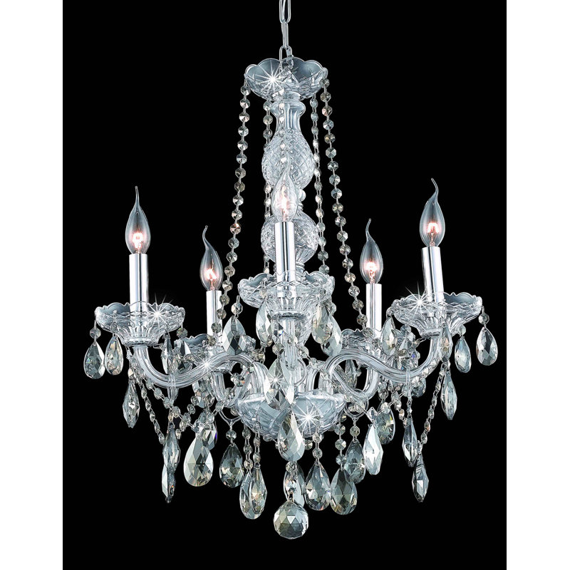 Pinkston Glass Dimmable Chandelier, Chrome / Golden Teak (Smoky) / Royal Cut