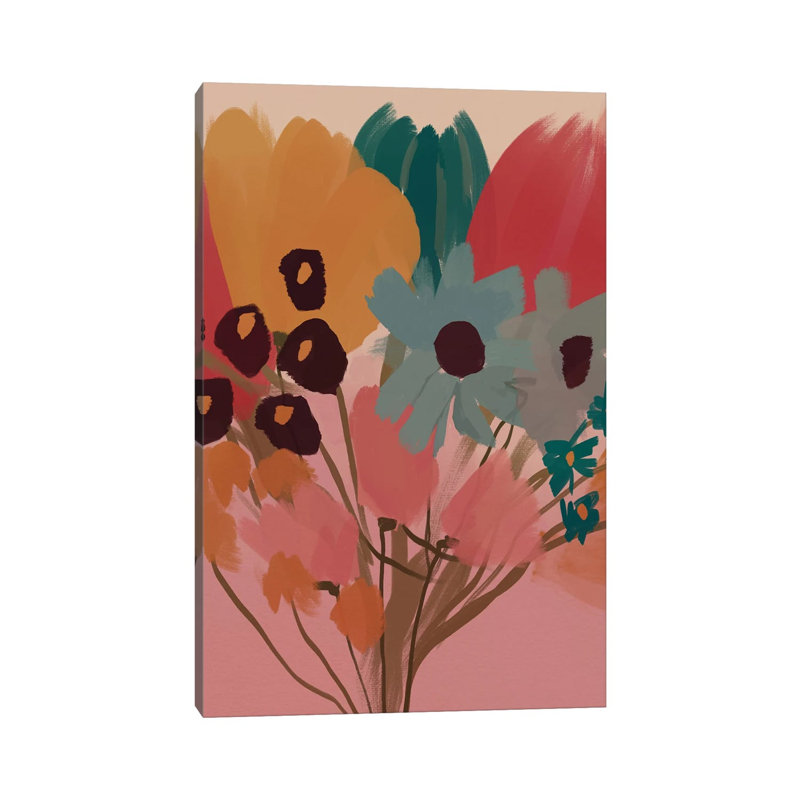 Flower Bouquet 1 Piece Wrapped Canvas Wall Art, 20.32 cm H x 30.48 cm W