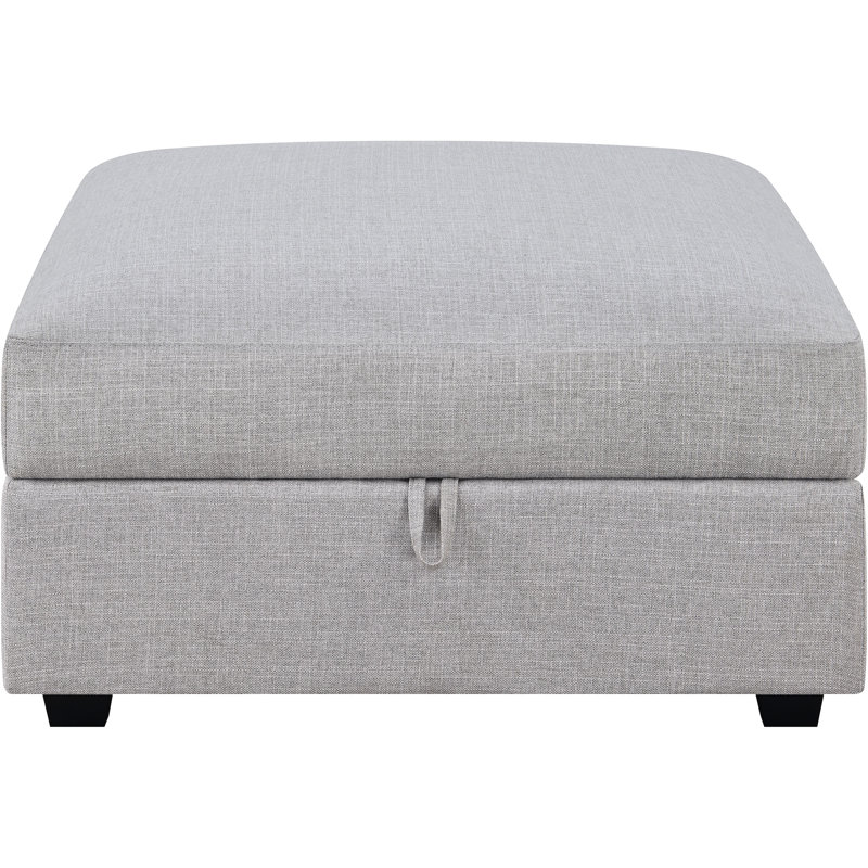 Carré gris rembourré, 39 x 39 x 21 po, rangement pour jeux enveloppé de tissu, look équilibré, sièges confortables