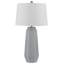 Lampes de table en céramique Drayton - Pied facetté gris pierre de 76 cm (30 po) de hauteur, abat-jour en tissu rigide blanc, 150 W, culot E26 à 3 intensités, lot de 2-1789322951