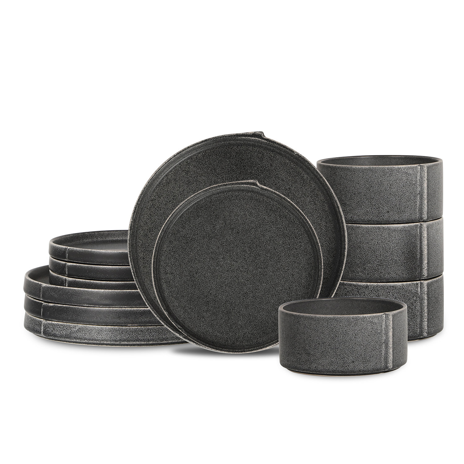 Bao Stoneware Dinnerware Set, Charcoal 