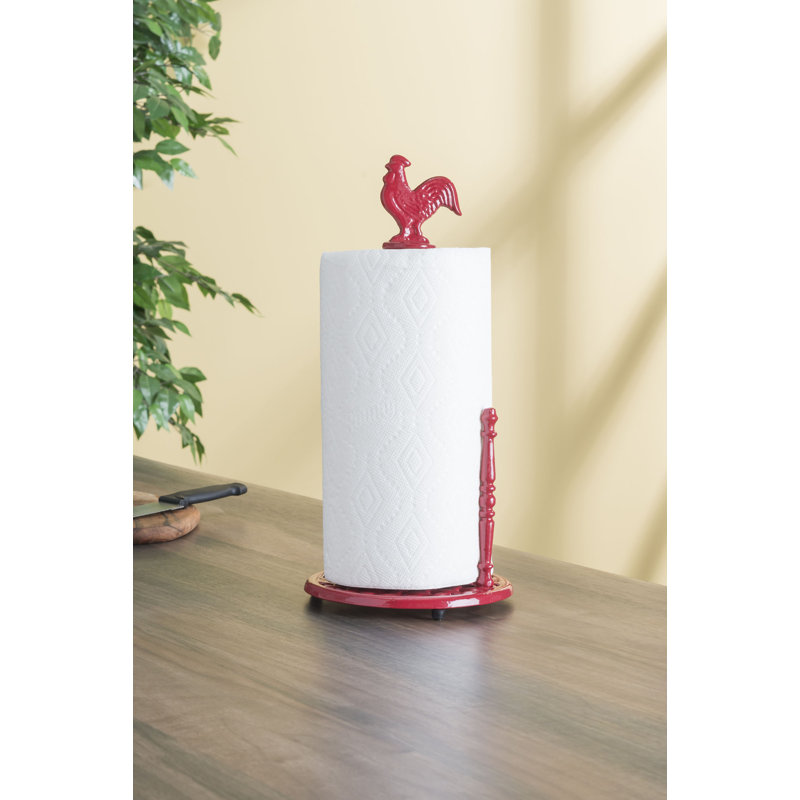Support à papier essuie-tout coq en fonte, noir Home Basics, Rouge