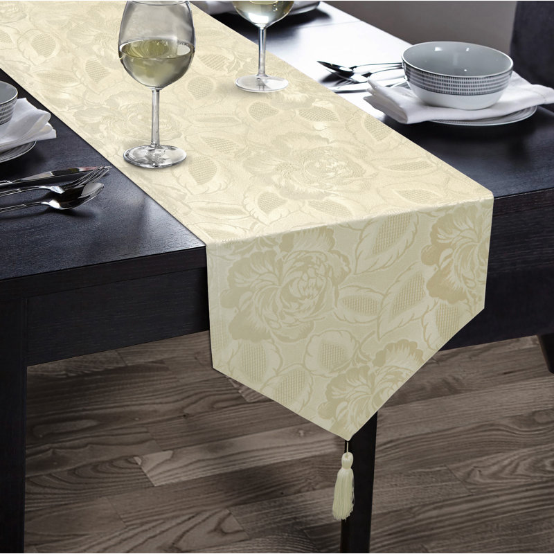 Oley Luxury Rose Damask Table Range, 2cm W x 180cm L, Cream
