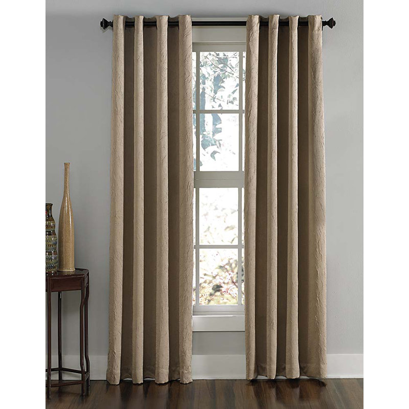 Curtainworks Manzano Solid Color Room Darkening Grommet Curtain Panel, Taupe, 50" W x 95" L