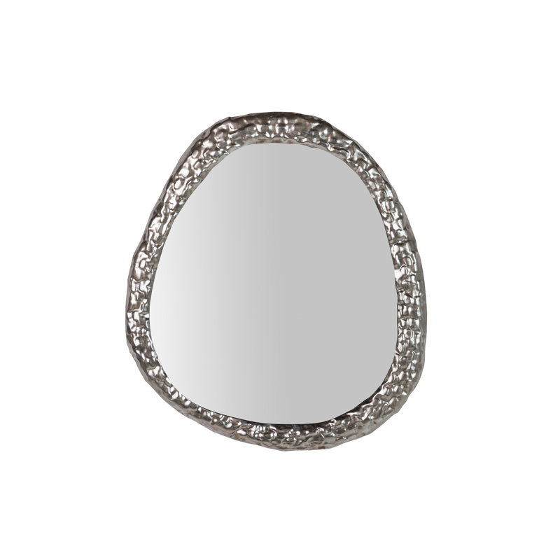 SILVER METAL MIRROR, 57cm H x 53cm W