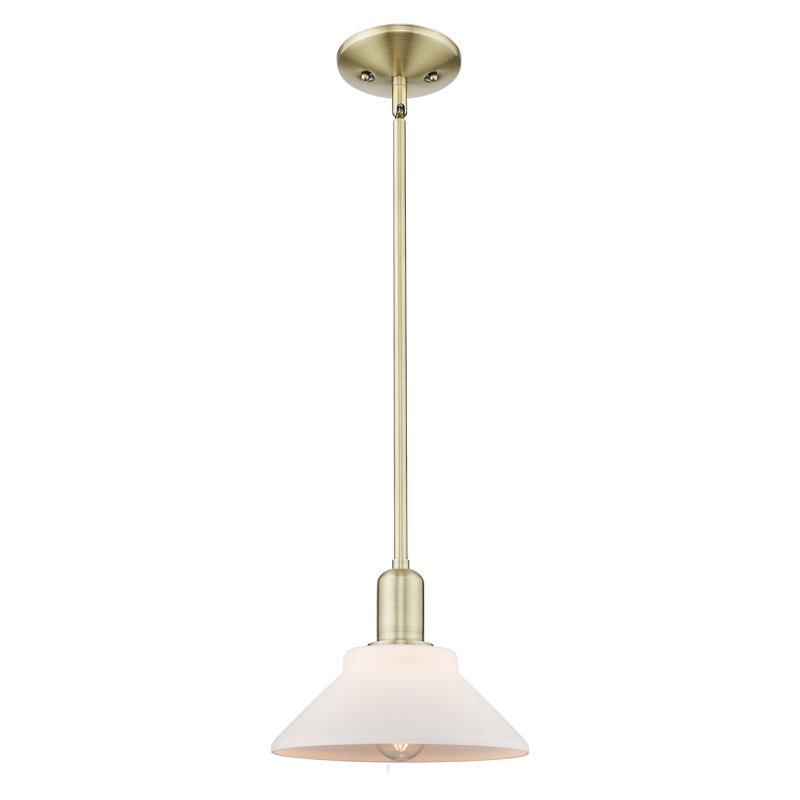 Arcadia - Orwell - Mini-luminaire suspendu avec tige 8 lumières 1 lumière, Blanc mat, Laiton antique