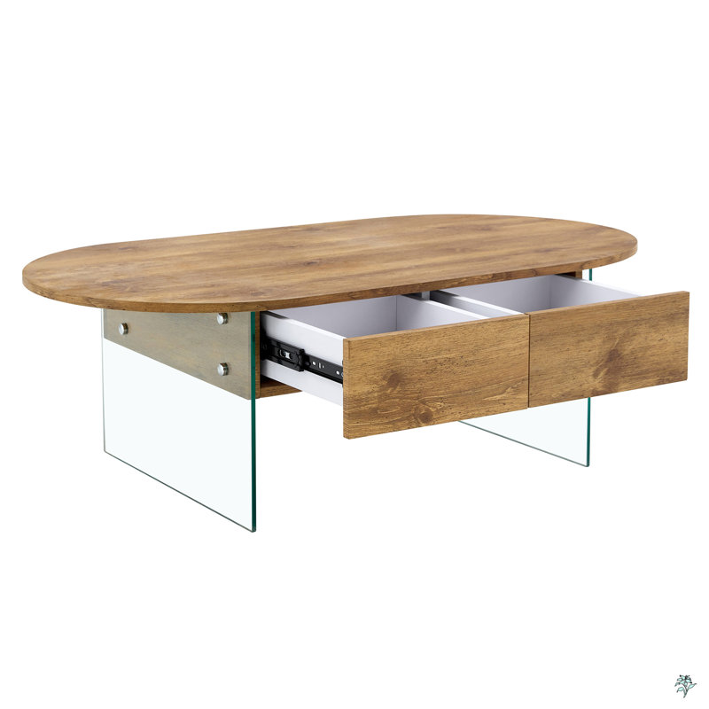 Table basse ovale à double tiroir