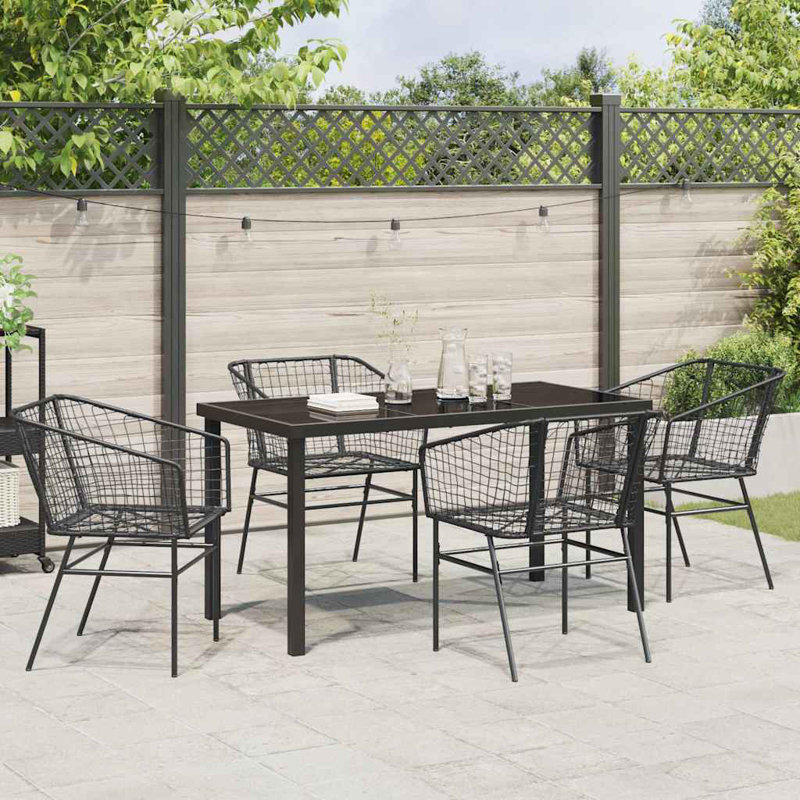 4 - Person Patio Dining Set with, 73cm H x 140cm W x 73cm D, Black