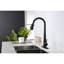 Robinets de cuisine noirs rétractables, finition mate, poignée simple, fixation sur le comptoir, robinet d'évier moderne à température d'eau facile à contrôler avec installation-1418097812